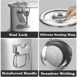 MODOU - Airtight Milk Carrier Canisters 201 Stainless Steel Canisters, Milk Pail Pitcher Oil Barrel With Sealed Lid And Tap Dispenser Food Container/A/5L -Vonshef shop 89803874 5