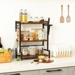 Spice Racks, Countertop Organiser Shelf, Desktop Organiser, Free Standing Desktop Shelves, Kitchen Storage Rack, Space Saving, For Spices, Jars, Oil Bottles, HOOBRO EBF01TL01 -Vonshef shop 90040179 2