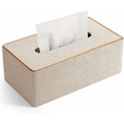 TUMALAGIA Tissue Box Cover, Kleenex Rectangular PU Leather Tissue Box Holder For Home/Office