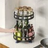 LITZEE Rotating Spice Rack 2 Tier Rotating Spice Rack Stainless Steel Rotating Spice Rack Kitchen Cabinet Cabinet Organizers 360° Adjustable Height -Round