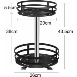 LITZEE Rotating Spice Rack 2 Tier Rotating Spice Rack Stainless Steel Rotating Spice Rack Kitchen Cabinet Cabinet Organizers 360° Adjustable Height -Round -Vonshef shop 90320083 3