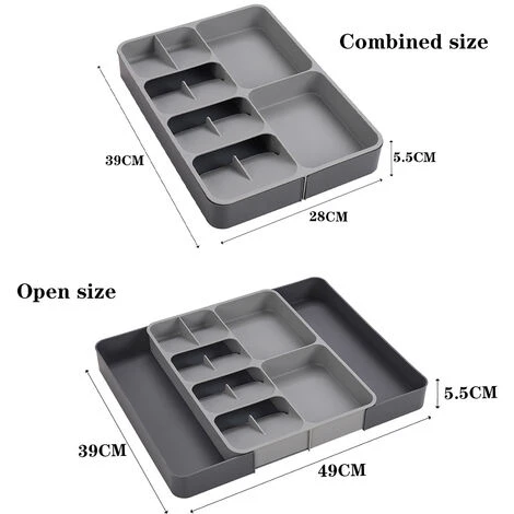 Livingandhome Expandable 12 Compartment Cutlery Tray Drawer Organiser 5 Livingandhome Expandable 12 Compartment Cutlery Tray Drawer Organiser - Image 5