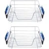 Livingandhome 30CM Set Of 2 Pull Out Wire Basket Kitchen Cabinet Larder Organizer Cupboard