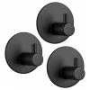 LITZEE Bathroom Robe Hook 3M Adhesive, Stainless Steel Bathroom Wall Hook, Self Adhesive Towel Rack For Kitchen (Black 3pcs)
