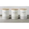 DYLEX White & Grey Canisters Set Of 3 Tea/Coffee/Sugar Canisters With Bamboo Lid