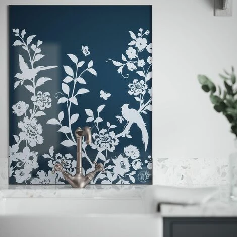 Laura Ashley Oriental Garden Midnight Seaspray Special Edition Glass Kitchen Splashback 900 X 750mm 2 Laura Ashley Oriental Garden Midnight Seaspray Special Edition Glass Kitchen Splashback 900 X 750mm - Image 2