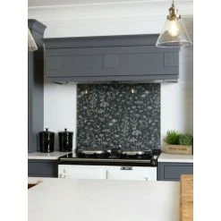 Laura Ashley Lisette Metallic Charcoal Glass Kitchen Splashback 900 X 750mm -Vonshef shop 91338679 4