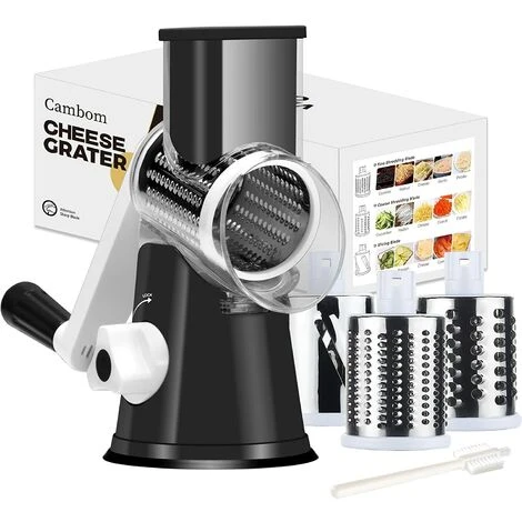 DECKON Rotary Cheese Grater Cheese Shredder - Kitchen Manual Cheese Grater With Handle Vegetable Slicer Nuts Grinder 3 Replaceable Drum Blades And Strong Suction Base Free Cleaning Brush 1 DECKON Rotary Cheese Grater Cheese Shredder - Kitchen Manual Cheese Grater With Handle Vegetable Slicer Nuts Grinder 3 Replaceable Drum Blades And Strong Suction Base Free Cleaning Brush