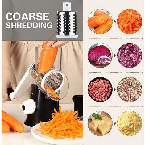 DECKON Rotary Cheese Grater Cheese Shredder - Kitchen Manual Cheese Grater With Handle Vegetable Slicer Nuts Grinder 3 Replaceable Drum Blades And Strong Suction Base Free Cleaning Brush 2 DECKON Rotary Cheese Grater Cheese Shredder - Kitchen Manual Cheese Grater With Handle Vegetable Slicer Nuts Grinder 3 Replaceable Drum Blades And Strong Suction Base Free Cleaning Brush - Image 2