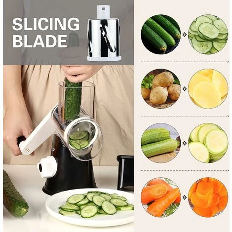 DECKON Rotary Cheese Grater Cheese Shredder - Kitchen Manual Cheese Grater With Handle Vegetable Slicer Nuts Grinder 3 Replaceable Drum Blades And Strong Suction Base Free Cleaning Brush 3 DECKON Rotary Cheese Grater Cheese Shredder - Kitchen Manual Cheese Grater With Handle Vegetable Slicer Nuts Grinder 3 Replaceable Drum Blades And Strong Suction Base Free Cleaning Brush - Image 3