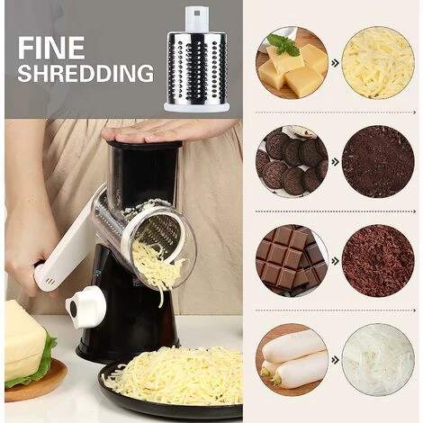 DECKON Rotary Cheese Grater Cheese Shredder - Kitchen Manual Cheese Grater With Handle Vegetable Slicer Nuts Grinder 3 Replaceable Drum Blades And Strong Suction Base Free Cleaning Brush 4 DECKON Rotary Cheese Grater Cheese Shredder - Kitchen Manual Cheese Grater With Handle Vegetable Slicer Nuts Grinder 3 Replaceable Drum Blades And Strong Suction Base Free Cleaning Brush - Image 4
