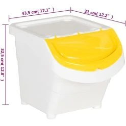 Stackable Waste Bins With Lids 3 Pcs White PP 78 L VidaXL -Vonshef shop 92536294 3