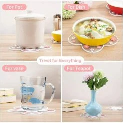 FUHUIDATRADING Silicone Coasters In Floral Patterns, Multi-Purpose Non-Slip Flexible Heat Resistant Mat Pads - Set Of 4 (16cm) -Vonshef shop 92864227 3