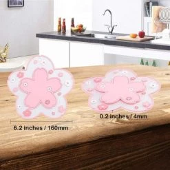 FUHUIDATRADING Floral Pattern Silicone Trivet, Multi-Purpose Non-Slip Flexible Heat Resistant Mat Pads - Set Of 4 (160mm,Pink) -Vonshef shop 92864363 4