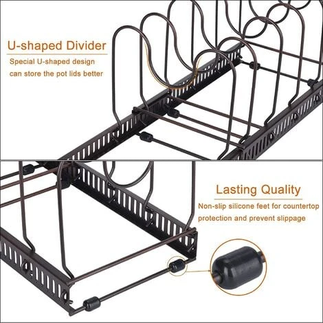 FUHUIDATRADING Toplife Pot Rack, Pot Rack Stainless Steel Kitchen Storage Rack With 10 Adjustable Compartments Perfect For Kitchen Utensils Pots, Pans, Lids 3 FUHUIDATRADING Toplife Pot Rack, Pot Rack Stainless Steel Kitchen Storage Rack With 10 Adjustable Compartments Perfect For Kitchen Utensils Pots, Pans, Lids - Image 3