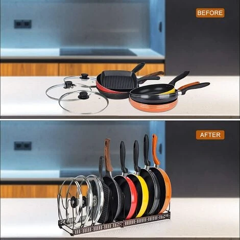 FUHUIDATRADING Toplife Pot Rack, Pot Rack Stainless Steel Kitchen Storage Rack With 10 Adjustable Compartments Perfect For Kitchen Utensils Pots, Pans, Lids 5 FUHUIDATRADING Toplife Pot Rack, Pot Rack Stainless Steel Kitchen Storage Rack With 10 Adjustable Compartments Perfect For Kitchen Utensils Pots, Pans, Lids - Image 5