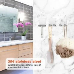 FUHUIDATRADING Shower Razor Holder (2 Pack), Stainless Steel Self Adhesive Razor Hooks -Vonshef shop 92865070 3