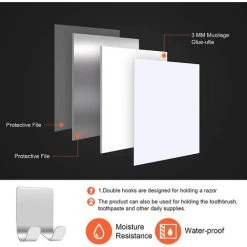 FUHUIDATRADING Shower Razor Holder (2 Pack), Stainless Steel Self Adhesive Razor Hooks -Vonshef shop 92865070 4