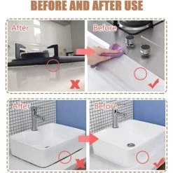 FUHUIDATRADING Caulking Tape, Decorative Self Adhesive PE Sealing Tape, Used For Kitchen Sink Bathroom Bathtub Floor Wall Edge Protection (White Length: 10.5ft) -Vonshef shop 92865252 5