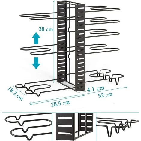 FUHUIDATRADING Pot Rack, 2 DIY Methods Pot Holder Stainless Steel Kitchen Storage Rack With 8 Adjustable Compartments Perfect For Utensils Pans, Pots, Lids 2 FUHUIDATRADING Pot Rack, 2 DIY Methods Pot Holder Stainless Steel Kitchen Storage Rack With 8 Adjustable Compartments Perfect For Utensils Pans, Pots, Lids - Image 2