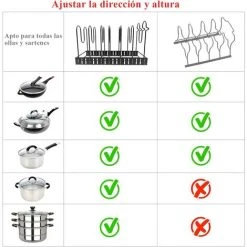 FUHUIDATRADING Pot Rack, 2 DIY Methods Pot Holder Stainless Steel Kitchen Storage Rack With 8 Adjustable Compartments Perfect For Utensils Pans, Pots, Lids 7 FUHUIDATRADING Pot Rack, 2 DIY Methods Pot Holder Stainless Steel Kitchen Storage Rack With 8 Adjustable Compartments Perfect For Utensils Pans, Pots, Lids -Vonshef shop 92865448 3