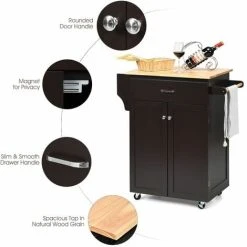 Costway Kitchen Island Rolling Storage Cabinet Trolley Cart Shelves Cupboard Towel Rack 7 Costway Kitchen Island Rolling Storage Cabinet Trolley Cart Shelves Cupboard Towel Rack -Vonshef shop 92916569 3