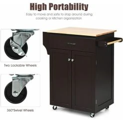 Costway Kitchen Island Rolling Storage Cabinet Trolley Cart Shelves Cupboard Towel Rack 8 Costway Kitchen Island Rolling Storage Cabinet Trolley Cart Shelves Cupboard Towel Rack -Vonshef shop 92916569 4