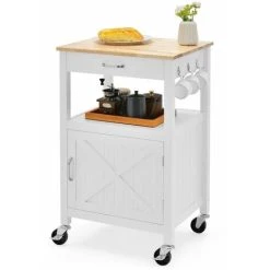 Alternative view of Costway Kitchen Trolley Cart Rolling Island Cart Serving Cart W/ Storage Shelf & Drawer