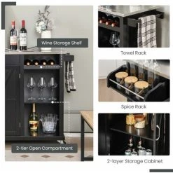 Costway Kitchen Island Rolling Storage Trolley Cart Stainless Steel Countertop 2 Doors 8 Costway Kitchen Island Rolling Storage Trolley Cart Stainless Steel Countertop 2 Doors -Vonshef shop 93429899 4