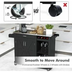 Costway Kitchen Island Rolling Storage Trolley Cart Stainless Steel Countertop 2 Doors 9 Costway Kitchen Island Rolling Storage Trolley Cart Stainless Steel Countertop 2 Doors -Vonshef shop 93429899 5