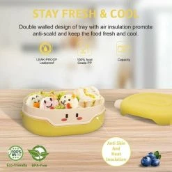 JOORRT Kids Lunch Box, Leakproof, Heat Insulation 2 Grid Design, Portable Kids Lunch Box, BPA Free Bento Lunch Box, Microwavable Meal Prep Container -Vonshef shop 93456217 3