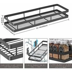 XINUY Spice Rack Kitchen Wall Spice Rack Black 40 12 5.5cm 8 XINUY Spice Rack Kitchen Wall Spice Rack Black 40 12 5.5cm -Vonshef shop 93511363 4