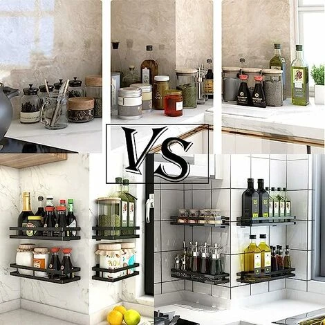 XINUY Spice Rack Kitchen Wall Spice Rack Black 40 12 5.5cm 5 XINUY Spice Rack Kitchen Wall Spice Rack Black 40 12 5.5cm - Image 5