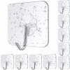 XINUY Adhesive Hook, 10 Pieces Clear Self Adhesive Adhesive Hooks 15kg (Max), Kitchen Towel Hook, Strong Seamless Transparent Hooks
