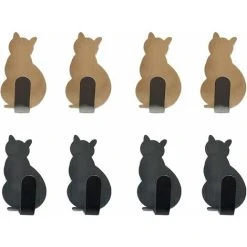 XINUY 8 Pieces Adhesive Hooks, Kitchen Towel Hooks, Strong Robe Hook, Wall Mounted Stainless Steel Towel Hook