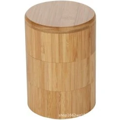 XINUY Bamboo Salt Box Round Bamboo Salt Box Salt And Spice Storage Container Spice Container Three-layer Bamboo And Wood Container, Separate Spice Rack -Vonshef shop 93532992 4