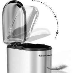Songmics Slim Rubbish Bin, 10L Pedal Bin, Steel, Removable Inner Bucket, Slow Close, For Narrow Space, Silver LTB10NL 8 Songmics Slim Rubbish Bin, 10L Pedal Bin, Steel, Removable Inner Bucket, Slow Close, For Narrow Space, Silver LTB10NL -Vonshef shop 9355617 4