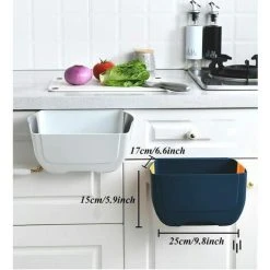 HEGUYEY Hanging Mini Collapsible Trash Can, Under Sink Collapsible Trash Can, Wall-Mounted Folding (3L) (Blue Yellow) -Vonshef shop 93888928 3