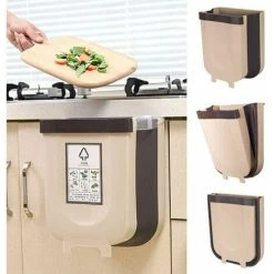 HEGUYEY 5L Built-in Kitchen Bin, Hanging And Folding Bin (5L, Brown)