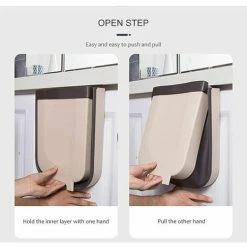 HEGUYEY 5L Built-in Kitchen Bin, Hanging And Folding Bin (5L, Brown) -Vonshef shop 93890554 4