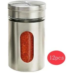 BOED 12 Pièces Boîtes À Épices Avec Couvercle Pivotant,Bouteille D'Assaisonnement En Acier Inoxydable,Pot Epices Set Epices Cuisine,Pots À Épices Pour Thé, Sel Et Poivre 100Ml