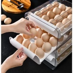BOED Egg Box With 32 Compartments Double Layer Egg Drawer Type For Refrigerator 8 BOED Egg Box With 32 Compartments Double Layer Egg Drawer Type For Refrigerator -Vonshef shop 94385128 4