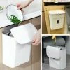 NICEONE Sealed Indoor Kitchen Compost Bin With Lid For Food Waste, Small Kitchen Trash Can With Lid, Hanging Bin For Kitchen Cabinet Door Or Under Sink, 9L White