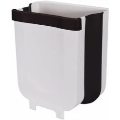 TUMALAGIA Foldable Trash Can, Hanging Design, For Kitchen, Closet, Office, Bathroom, Bedroom, Car, Home Office 9L (White)