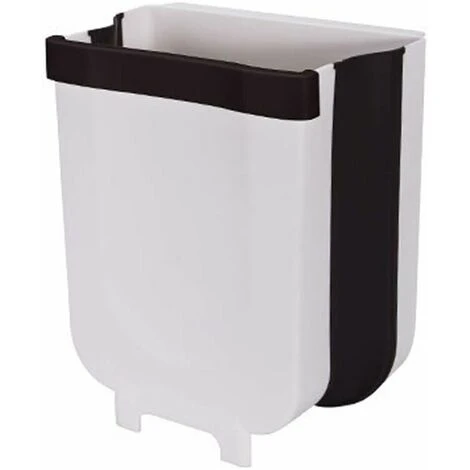 TUMALAGIA Foldable Trash Can, Hanging Design, For Kitchen, Closet, Office, Bathroom, Bedroom, Car, Home Office 9L (White) 1 TUMALAGIA Foldable Trash Can, Hanging Design, For Kitchen, Closet, Office, Bathroom, Bedroom, Car, Home Office 9L (White)
