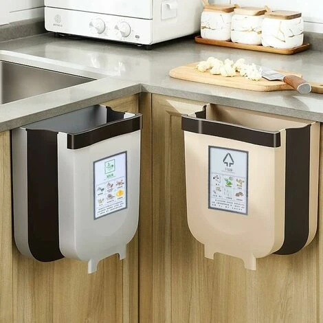 TUMALAGIA Foldable Trash Can, Hanging Design, For Kitchen, Closet, Office, Bathroom, Bedroom, Car, Home Office 9L (White) 5 TUMALAGIA Foldable Trash Can, Hanging Design, For Kitchen, Closet, Office, Bathroom, Bedroom, Car, Home Office 9L (White) - Image 5