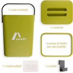 TUMALAGIA Kitchen Compost Bin - Plastic Kitchen Composter For Organic Waste - Table Top Bin With Lid - Small Under Sink Door Bin - Odor Proof - Green, 5L -Vonshef shop 94630331 3