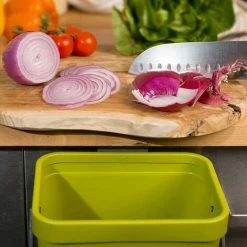 TUMALAGIA Kitchen Compost Bin - Plastic Kitchen Composter For Organic Waste - Table Top Bin With Lid - Small Under Sink Door Bin - Odor Proof - Green, 5L -Vonshef shop 94630331 5