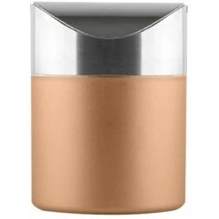 TUMALAGIA Mini Metal Trash Can Tabletop 0.40 Gallon (1.5L) Reusable Trash Can Desktop Maganement For Home Office School True Color -Vonshef shop 95068238 4