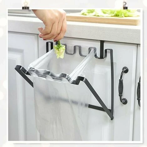 HEGUYEY SL.GT,Foldable Hanging Trash Bag Holder - Simple Iron Trash Bag Holder With Hooks 2 HEGUYEY SL.GT,Foldable Hanging Trash Bag Holder - Simple Iron Trash Bag Holder With Hooks - Image 2